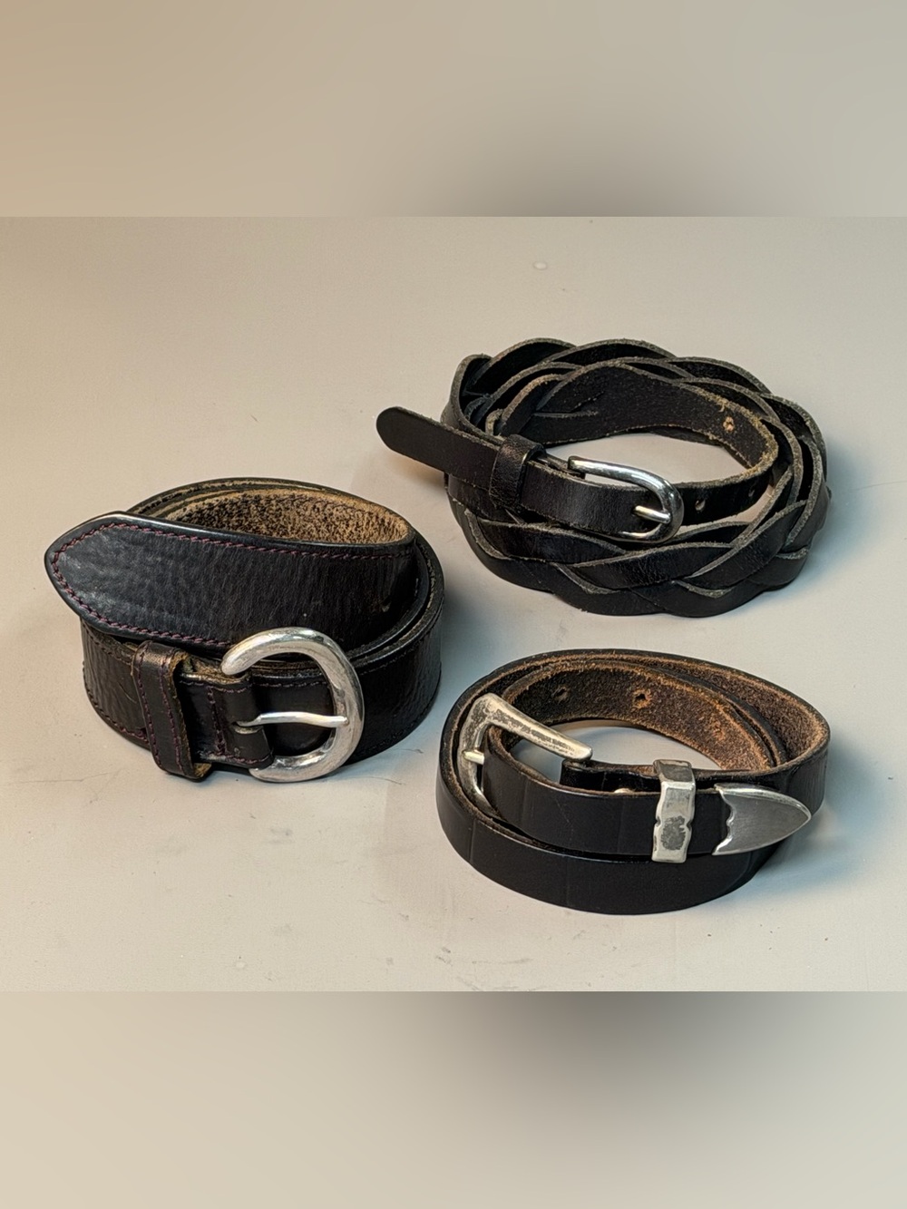 Black Leather Men's Belt - Classic Silver Buckle